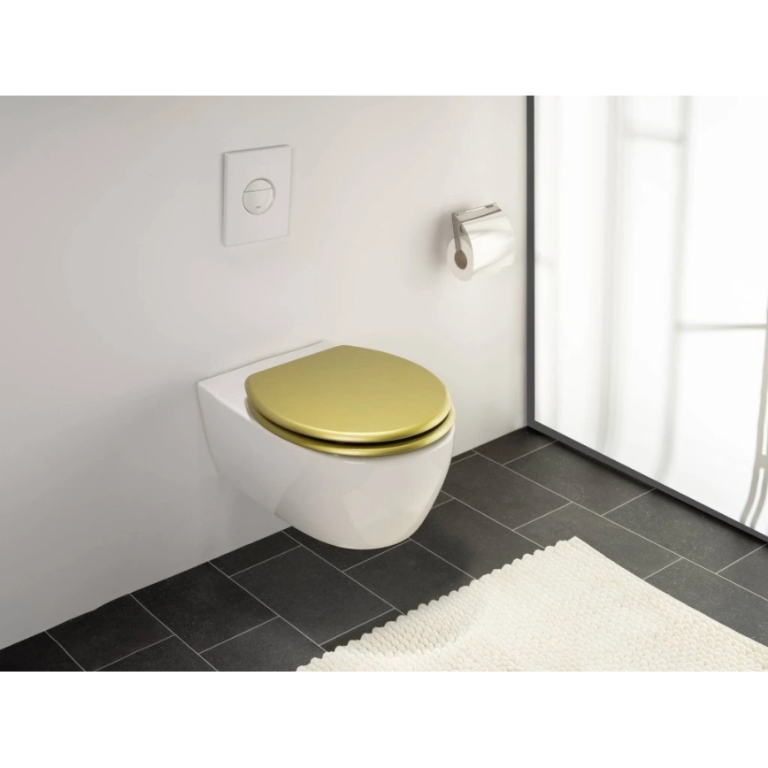WENKO 26010100 - WC sedež ALDENO 37x41 cm v zlati/srebrni barvi