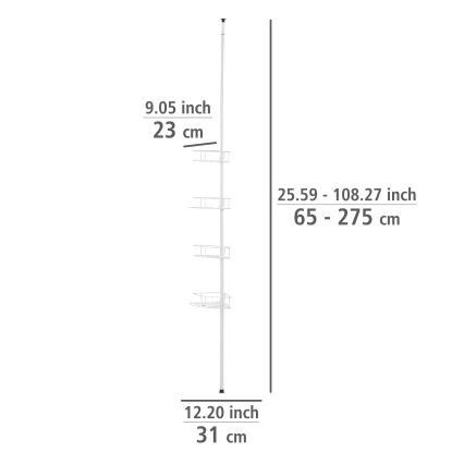 WENKO 26015100 - Kotna polica DOLCEDO 31x230 cm nerjaveče jeklo/bela