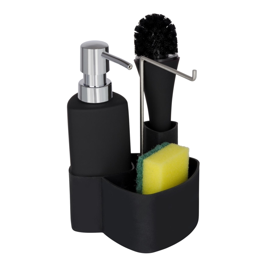 WENKO 3620127800 - Set za umivanje EMPIRE 11x19 cm črna/srebrna