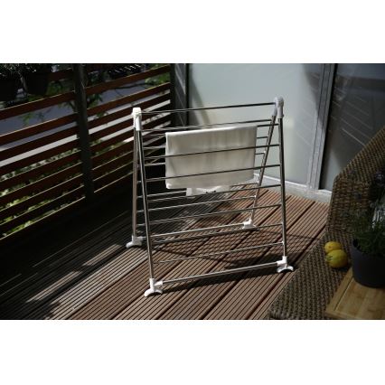 WENKO 3772020100 - Stojalo za sušenje PROFI 65x150 cm iz nerjavečega jekla / srebrno / belo