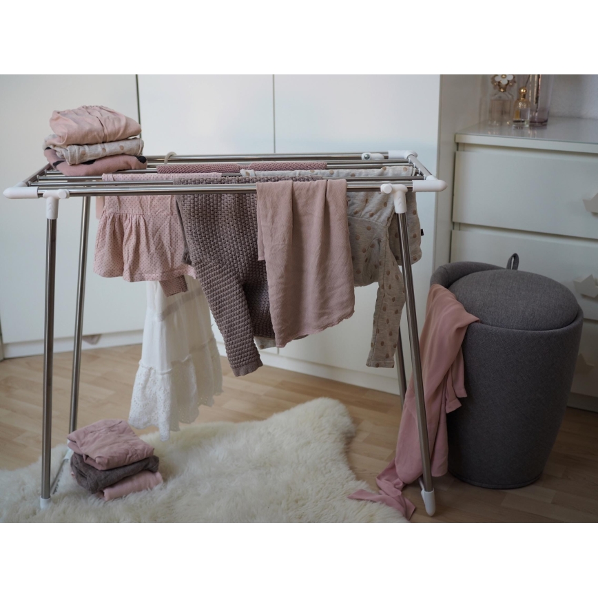 WENKO 3774020100 - Stojalo za sušenje perila PROFI SINGLE 87x79 cm nerjaveče jeklo/srebrna/bela