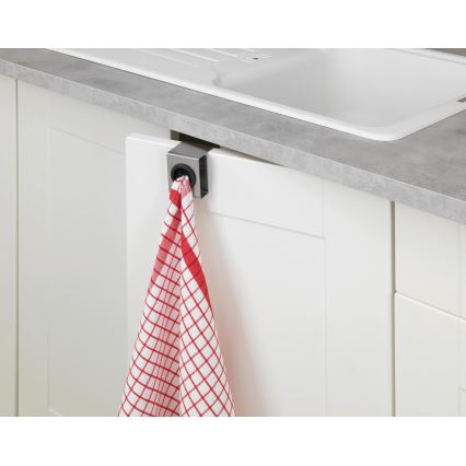 WENKO 4368060100 - Kavelj PUSH 5x6 cm srebrna/črna