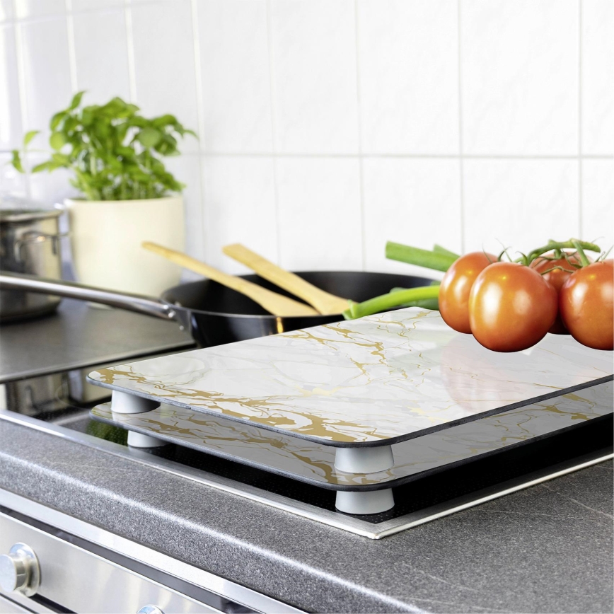 WENKO 53901100 - Pokrov za kuhalno ploščo 30x52 cm bel/siv/prozoren