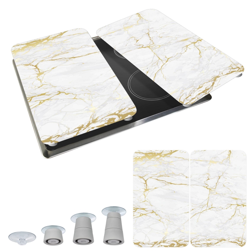 WENKO 53901100 - Pokrov za kuhalno ploščo 30x52 cm bel/siv/prozoren