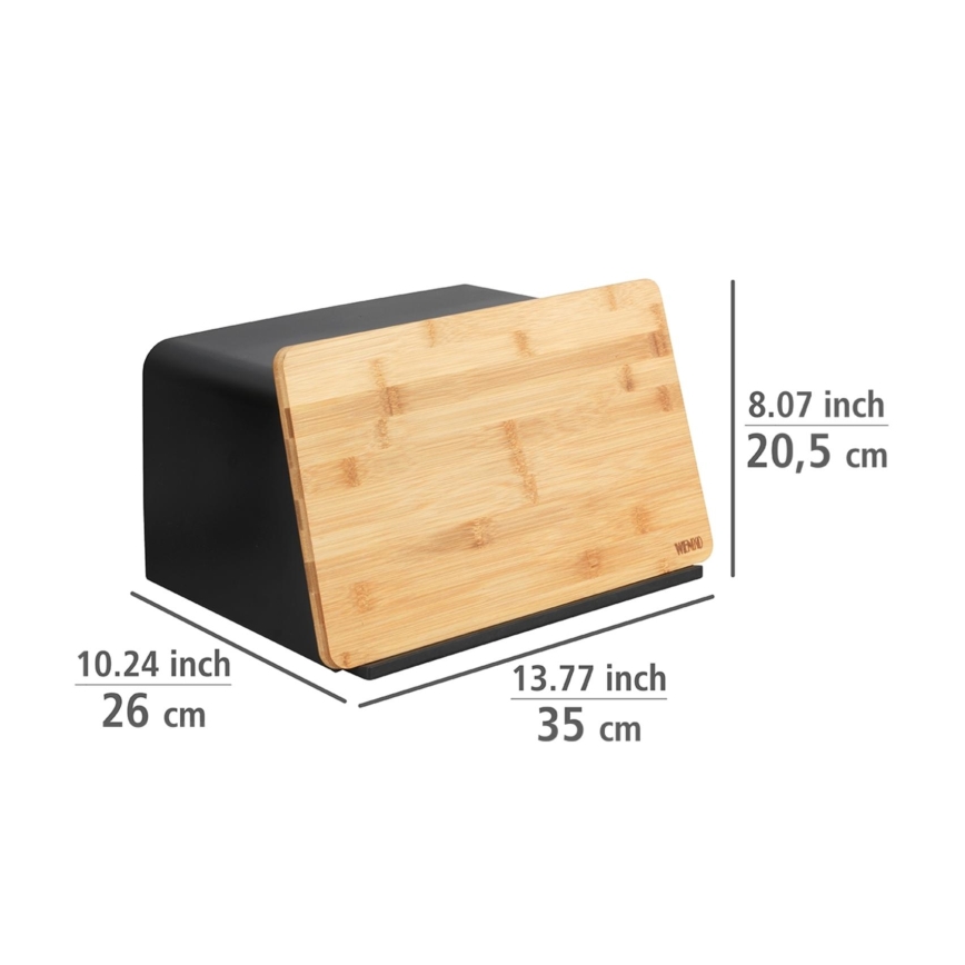 WENKO 54098100 - Posoda za kruh KUBO 35x26,5 cm črna/rjava