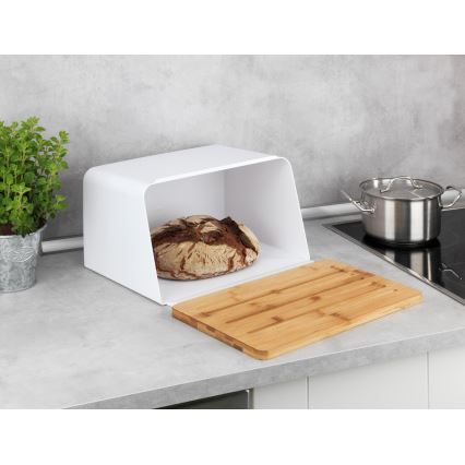 WENKO 54099100 - Škatla za kruh KUBO 35x26,5 cm bela/rjava