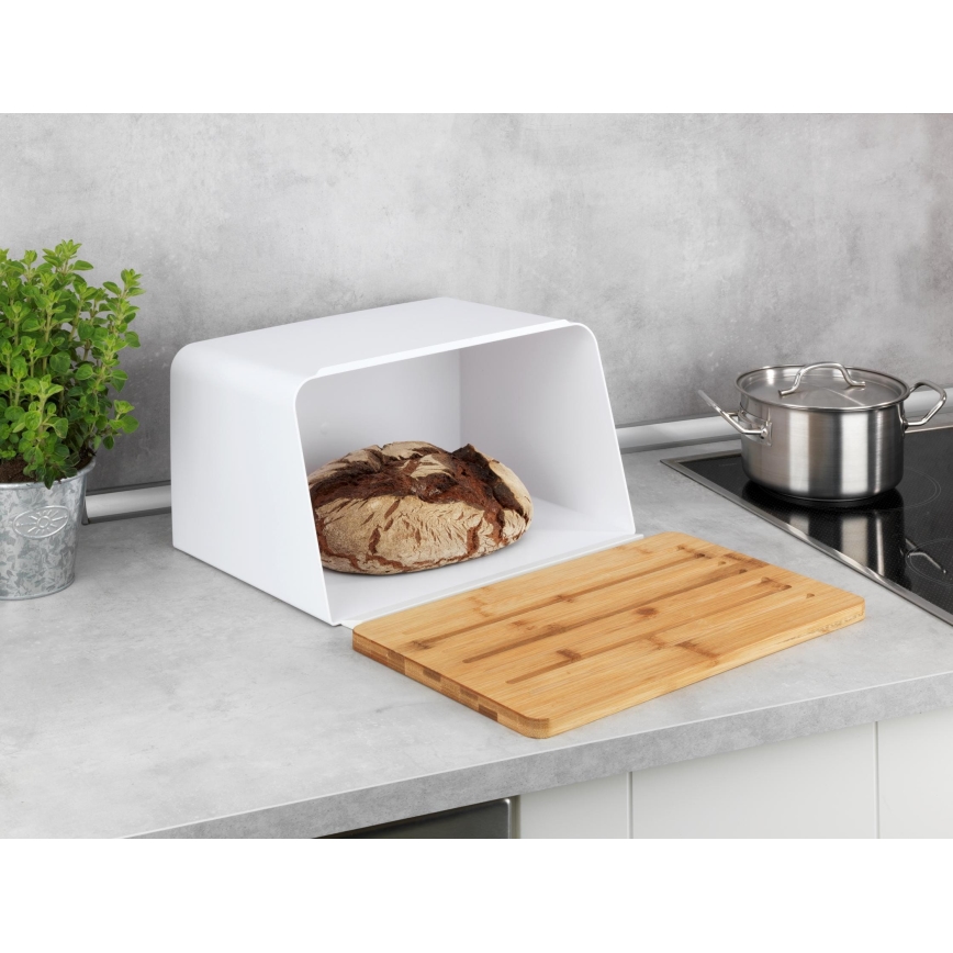 WENKO 54099100 - Škatla za kruh KUBO 35x26,5 cm bela/rjava