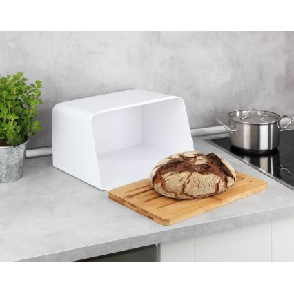 WENKO 54099100 - Škatla za kruh KUBO 35x26,5 cm bela/rjava