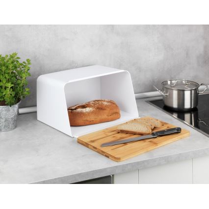 WENKO 54099100 - Škatla za kruh KUBO 35x26,5 cm bela/rjava