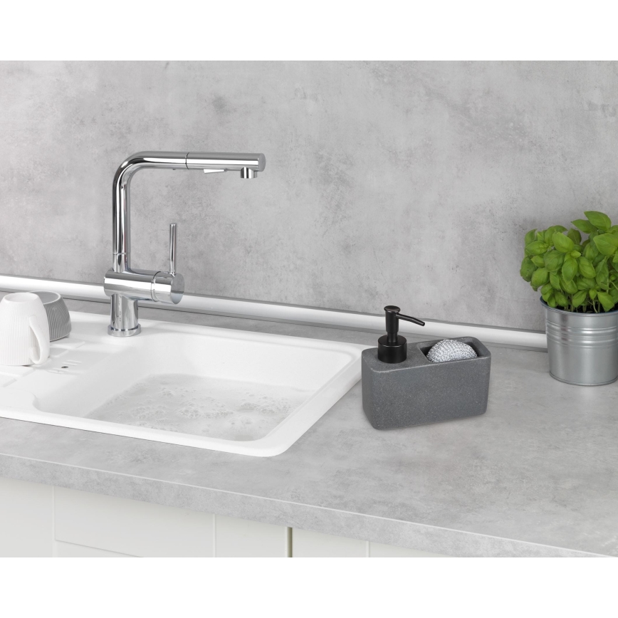 WENKO 54669100 - Dozator za milo RESA 14,5x14,3 cm siva/črna