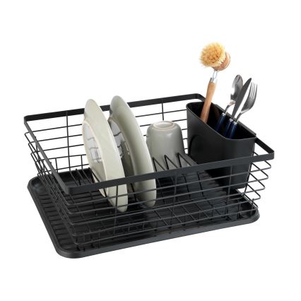 WENKO 54766100 - Sušilec za posodo BLACK OUTDOOR KITCHEN 36x30 cm črna/črna