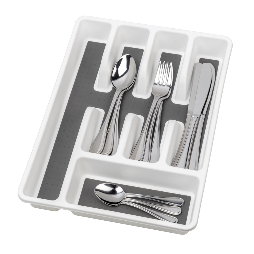 WENKO 54788100 - Organizator za jedilni pribor 26,5x36,5 cm bela/siva
