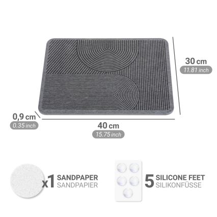 WENKO 54955100 - Sušilna podloga DAMON 40x30 cm diatomit/siva