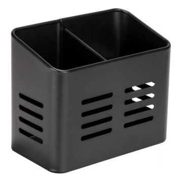 WENKO 55024100-Košarica za jedilni pribor BLACK OUTDOOR KITCHEN 16x13,5 cm črna