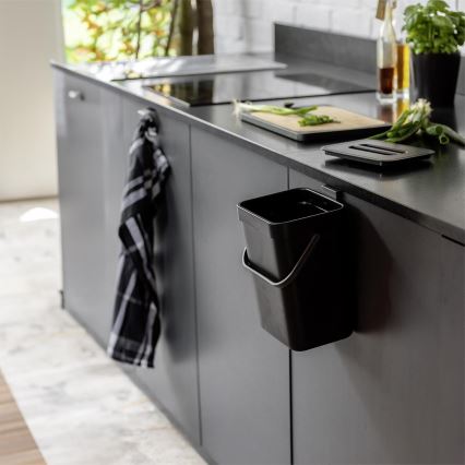 WENKO 55027100 - Koš za smeti BLACK OUTDOOR KITCHEN 19x24 cm črna/siva/prozorna