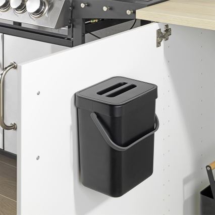 WENKO 55027100 - Koš za smeti BLACK OUTDOOR KITCHEN 19x24 cm črna/siva/prozorna
