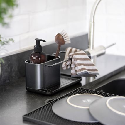 WENKO 55078100 - Organizator BLACK OUTDOOR KITCHEN 21x12 cm nerjaveče jeklo/črna