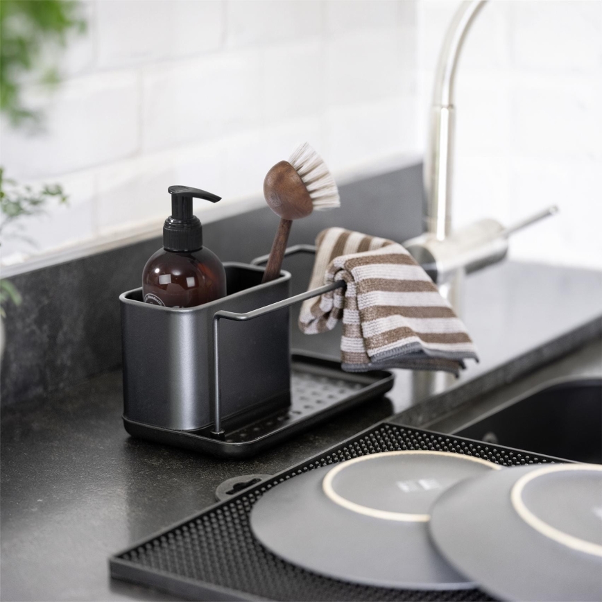 WENKO 55078100 - Organizator BLACK OUTDOOR KITCHEN 21x12 cm nerjaveče jeklo/črna