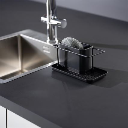 WENKO 55078100 - Organizator BLACK OUTDOOR KITCHEN 21x12 cm nerjaveče jeklo/črna