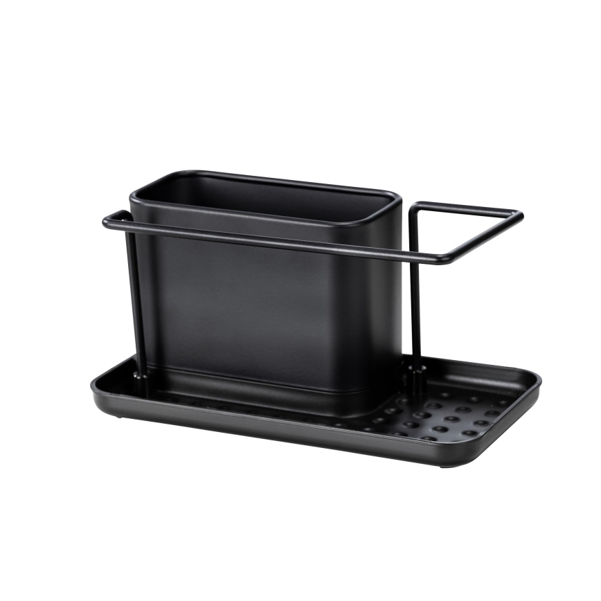 WENKO 55078100 - Organizator BLACK OUTDOOR KITCHEN 21x12 cm nerjaveče jeklo/črna