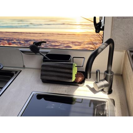 WENKO 55078100 - Organizator BLACK OUTDOOR KITCHEN 21x12 cm nerjaveče jeklo/črna