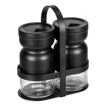 WENKO 55081100 - Komplet začimb BLACK OUTDOOR KITCHEN 12x14,5 cm prozoren/črn