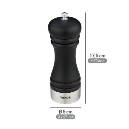 WENKO 55083100-Mlinček za poper BLACK OUTDOOR KITCHEN 5x17,5 cm črna/bela