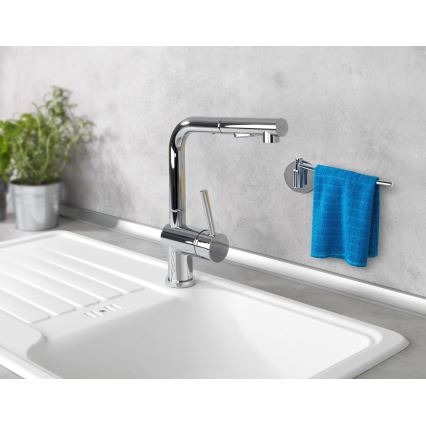 WENKO 5639100 - Nosilec za papirnate brisače TURBO-LOC KÜCHE 23x6,5 cm nerjaveče jeklo/srebrna
