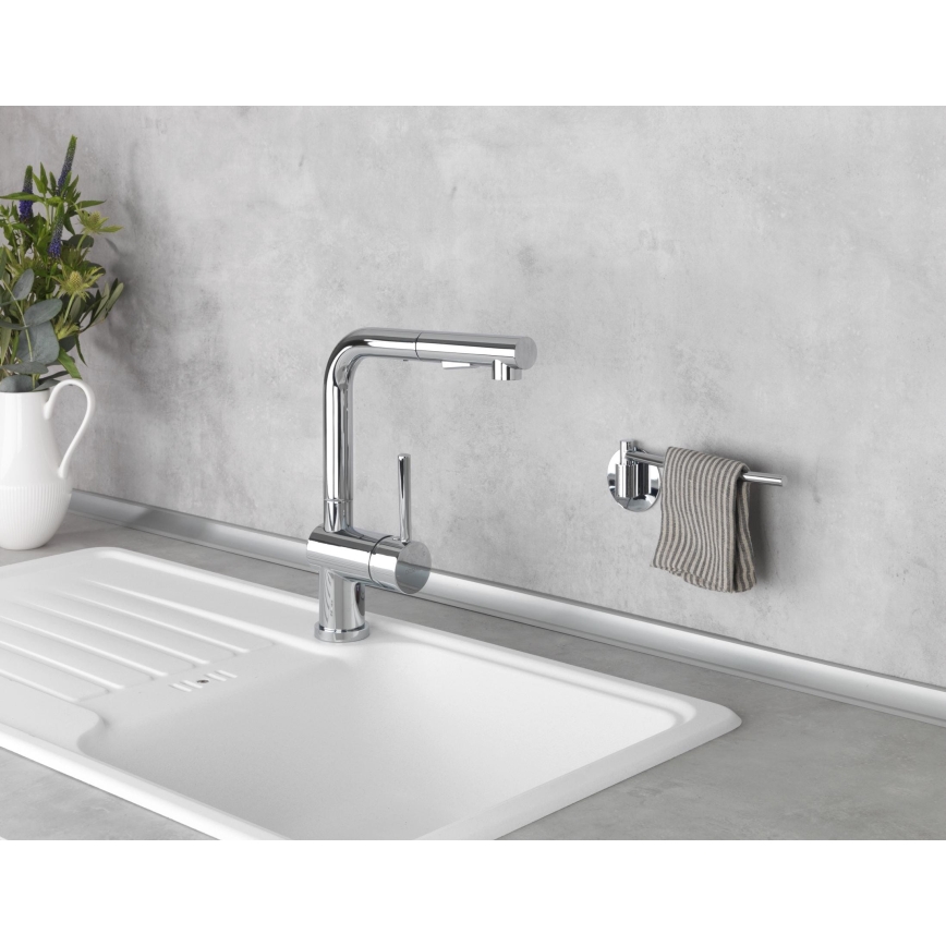 WENKO 5639100 - Nosilec za papirnate brisače TURBO-LOC KÜCHE 23x6,5 cm nerjaveče jeklo/srebrna