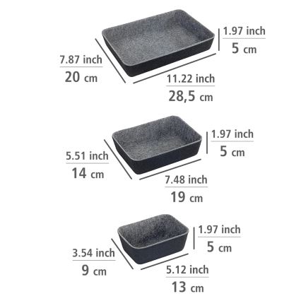 WENKO 64502100 - Organizator predala FELT 28,5x20 cm siva