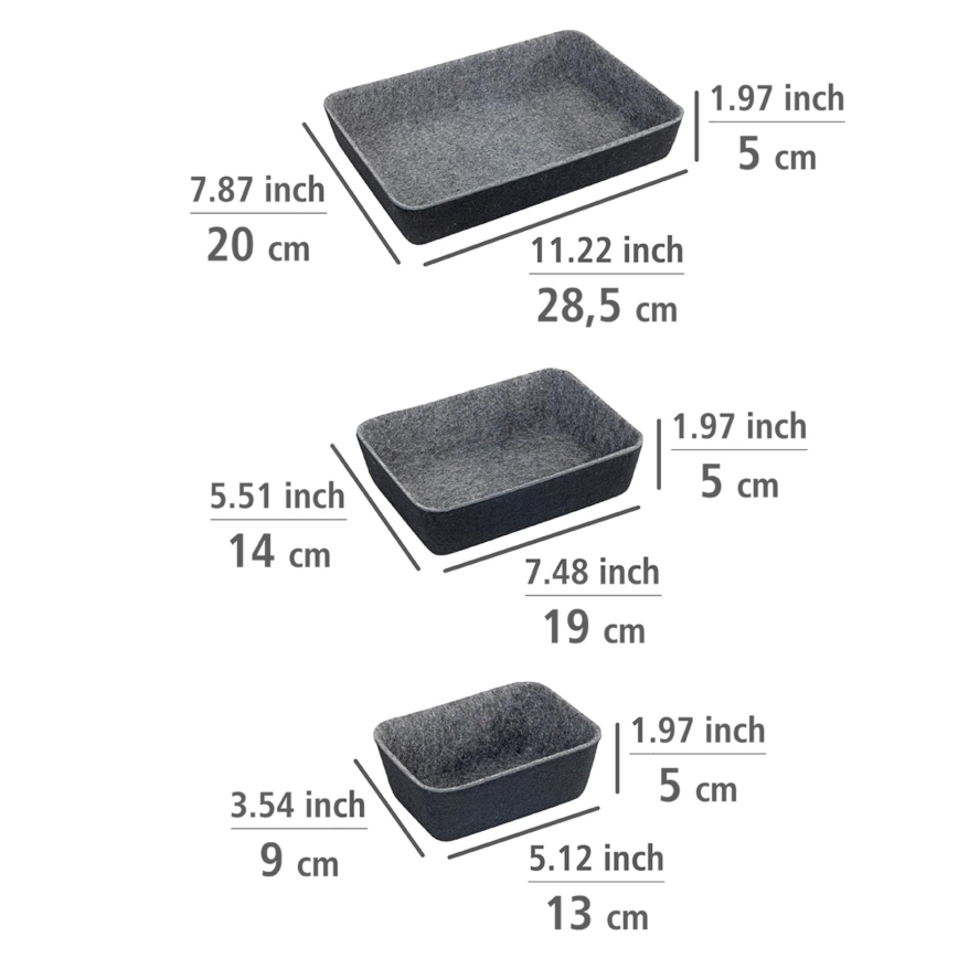 WENKO 64502100 - Predalni organizator FELT 28,5x20 cm siv
