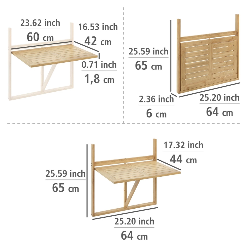 WENKO 69806800 - Miza WAIKIKI 64x65 cm bela/rjava