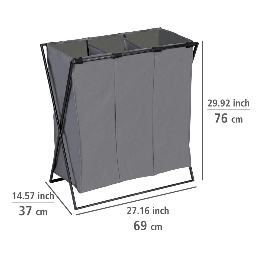 WENKO 71297800 - Koš za perilo TRIO 69x76 cm siva/črna