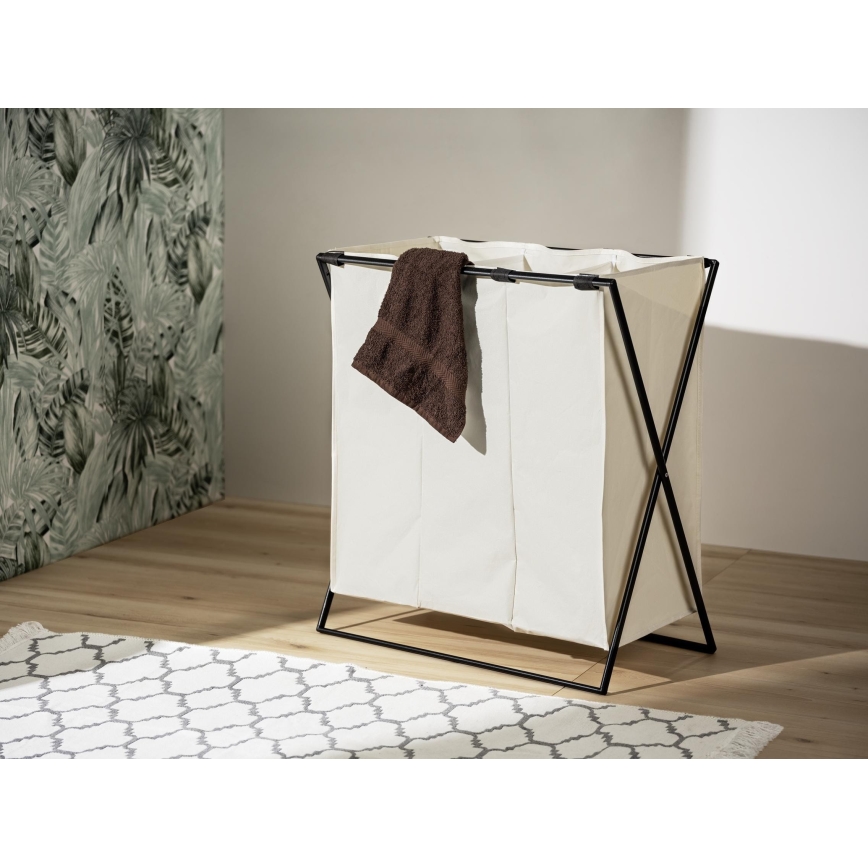 WENKO 71298800 - Koš za perilo TRIO 69x76 cm v kremni in črni barvi