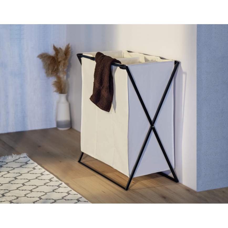 WENKO 71298800 - Koš za perilo TRIO 69x76 cm v kremni in črni barvi