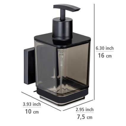 WENKO 71444800 - Dozator tekočega mila VACUUM-LOC QUADRO ED 7,5x16 cm črn