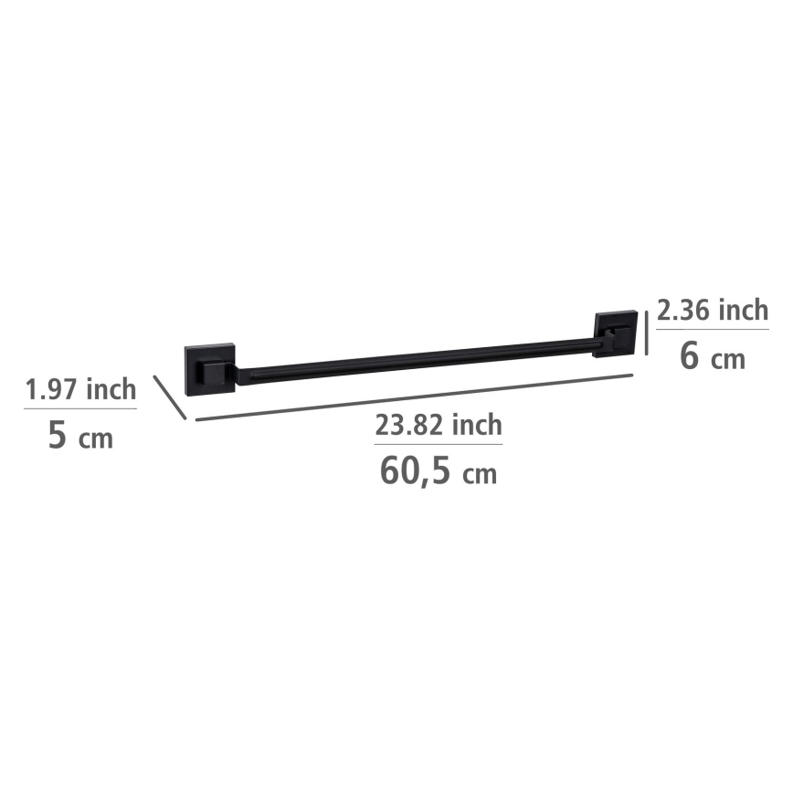 WENKO 71445800 - Držalo za brisače VACUUM-LOC QUADRO ED 60,5x6 cm črna