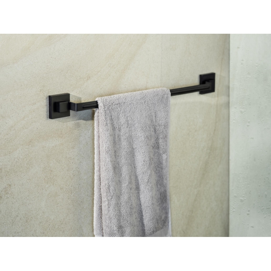 WENKO 71445800 - Držalo za brisače VACUUM-LOC QUADRO ED 60,5x6 cm črna