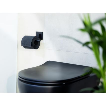 WENKO 71447800 - Držalo za toaletni papir VACUUM-LOC QUADRO ED 14x11 cm črno
