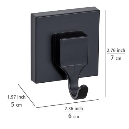 WENKO 71448800 - Kavelj VACUUM-LOC QUADRO ED 6x7 cm črna