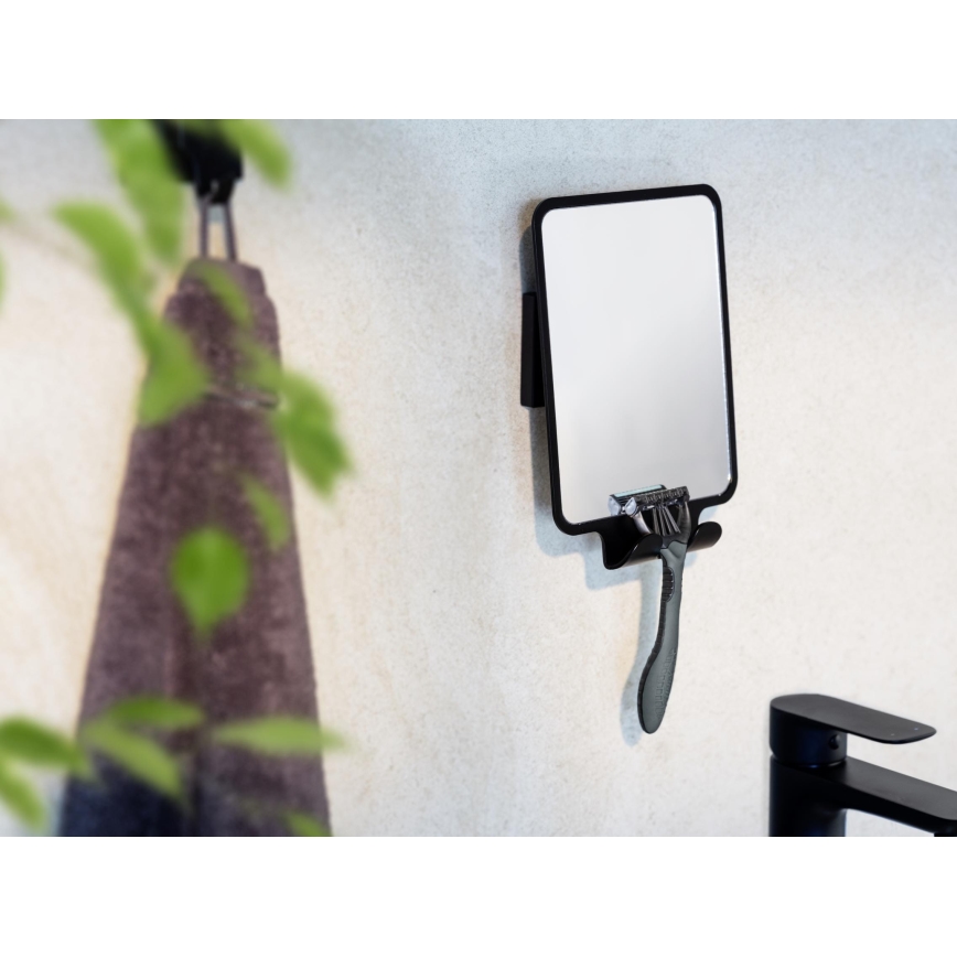 WENKO 71449800 - Ogledalo VACUUM-LOC QUADRO ED 14x19,5 cm črna