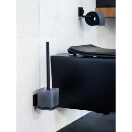 WENKO 71450800 - WC komplet VACUUM-LOC QUADRO ED 9,5x37 cm črna