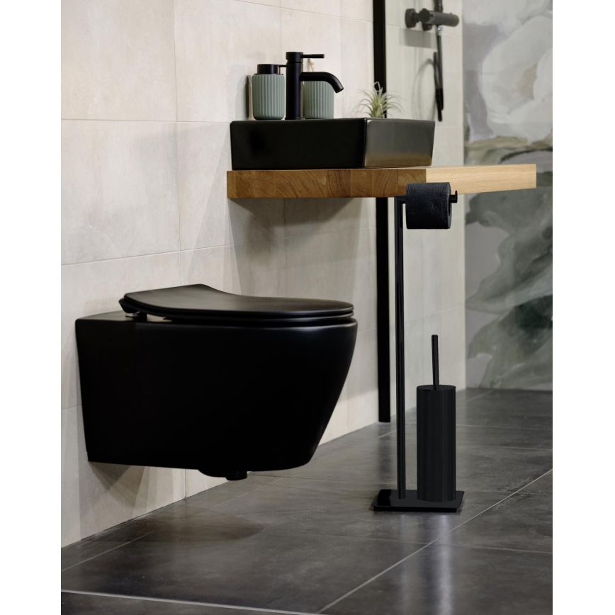 WENKO 71556800 - WC komplet RECCO 20 x 71,5 cm črna