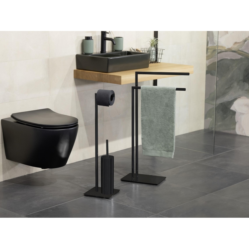 WENKO 71556800 - WC komplet RECCO 20 x 71,5 cm črna