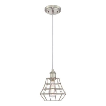 Westinghouse 6337240 - Lestenec na vrvici NATHAN 1xE27/60W/230V premer 19 cm srebrn
