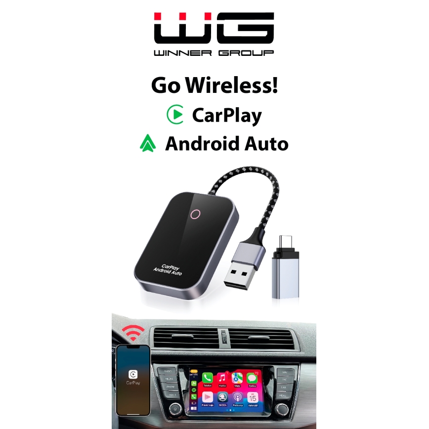 Winner Group-Adapter GoWireless! za brezžično povezavo CarPlay in Android Car