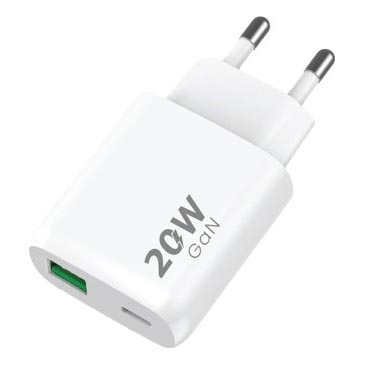 Winner Group - Adapter za hitro polnjenje 1xUSB-C + 1xUSB-A Power Delivery 20W bela