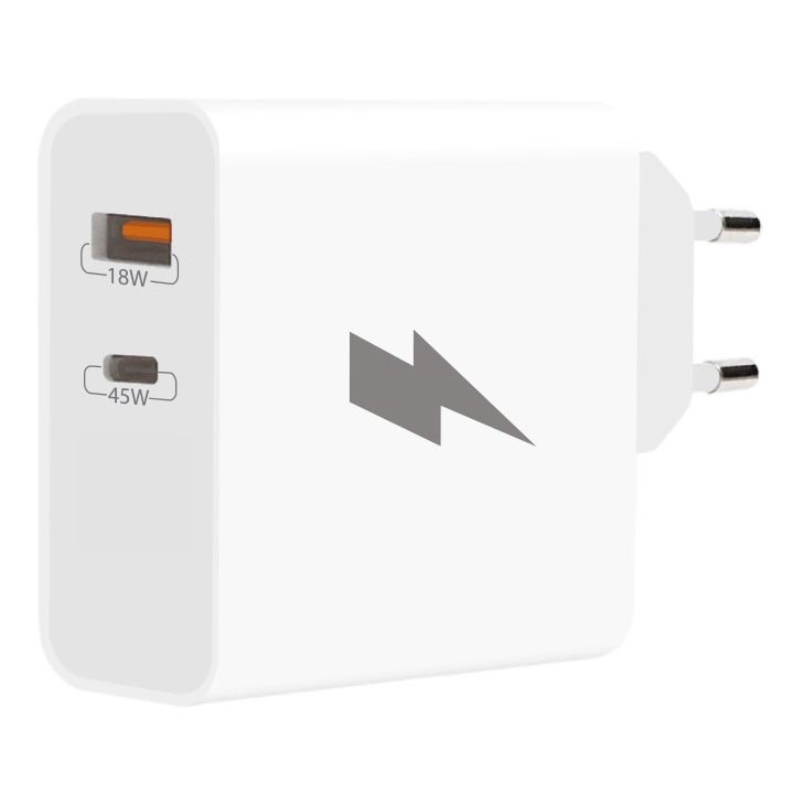 Winner Group - Adapter za hitro polnjenje 1xUSB-C + 1xUSB-A Power Delivery 45W bela