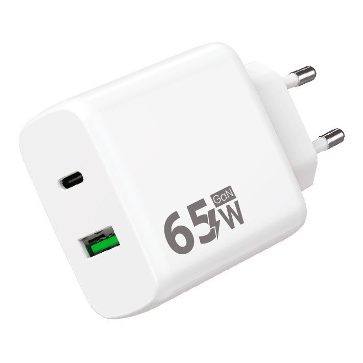 Winner Group - Adapter za hitro polnjenje 1xUSB-C + 1xUSB-A Power Delivery 65W bela