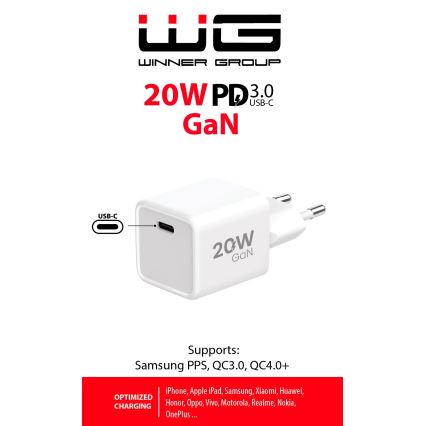 Winner Group - Adapter za hitro polnjenje 1xUSB-C Power Delivery 20W bela